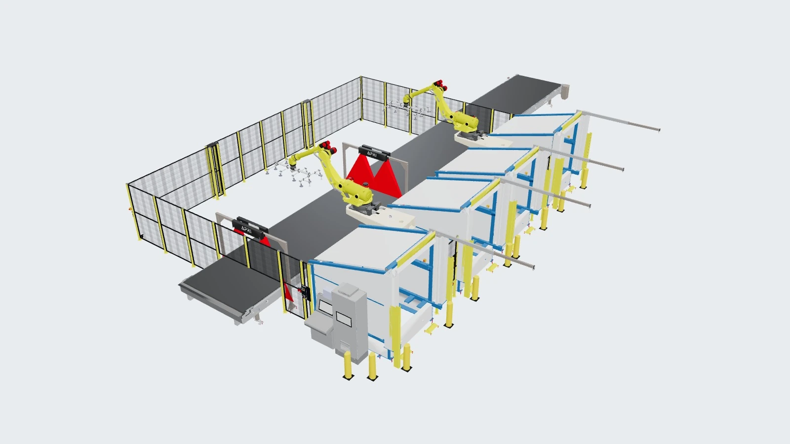Célula de racking en 3D: en producción, con las puertas cerradas